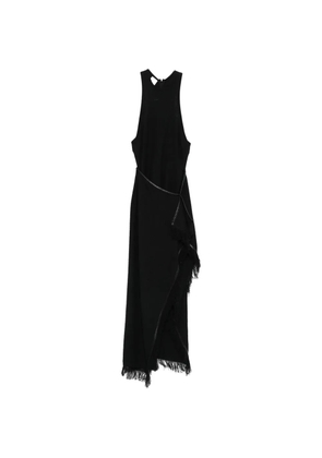 Nanushka Rayen frayed draped midi dress - Black