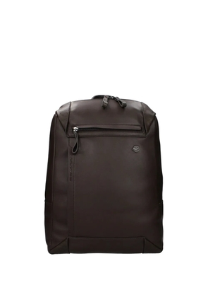 PIQUADRO logo-plaque leather backpack - Brown