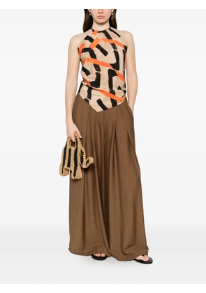 DIXIE graphic-print halterneck top - Neutrals
