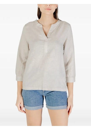 Street One V-neck linen blouse - Neutrals