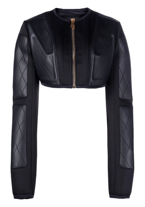 Balmain cropped faux-leather jacket - Black