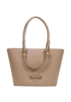 Love Moschino heart logo-plaque tote bag - Neutrals