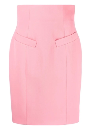 Balmain high-waist wool pencil skirt - Pink
