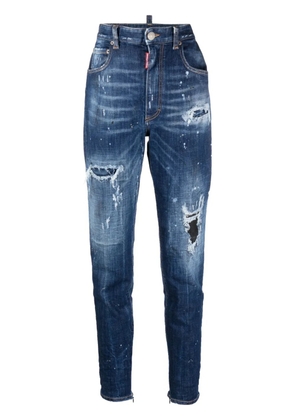 DSQUARED2 ripped-detail tapered jeans - Blue