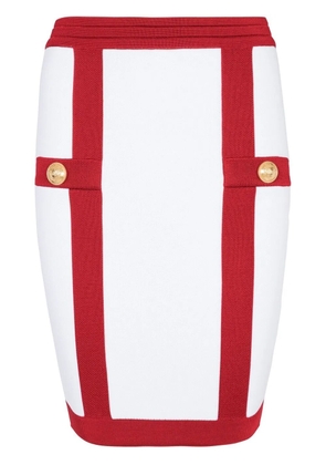 Balmain button-embellished bodycon skirt - White