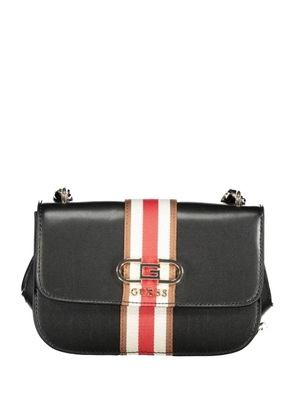 GUESS USA tricolour-stripe logo-plaque shoulder bag - Black