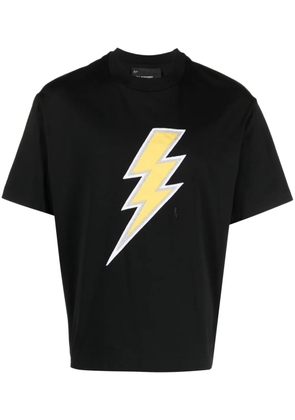 Neil Barrett Thunderbolt-embroidered cotton T-shirt - Black