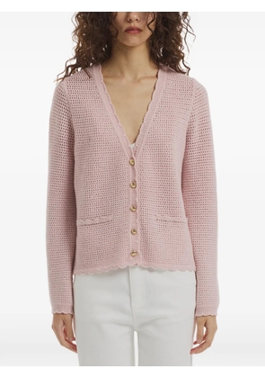 Crush Collection openwork scallop cardigan - Pink