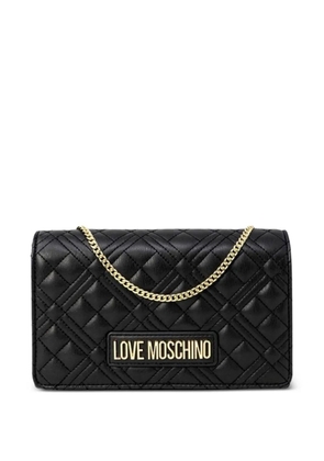Love Moschino quilted logo-plaque cross body bag - Black