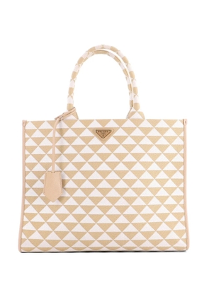 Prada Pre-Owned Symbole Shopper Jacquard Large tote bag - Neutrals
