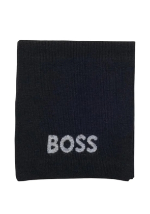 BOSS logo-detail ribbed scarf - Black