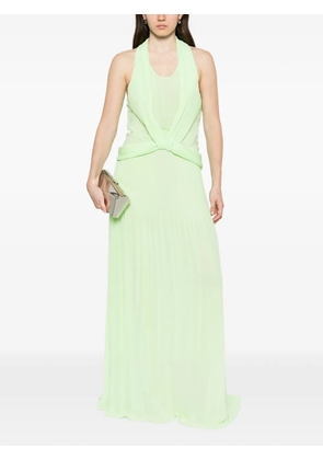 Genny pleated twist-detail maxi dress - Green