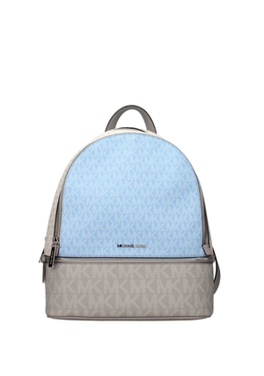 Michael Kors monogram-pattern panelled backpack - Blue