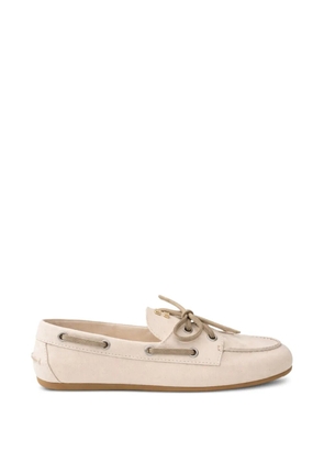 Miu Miu logo-embroidered lace-up loafers - Neutrals