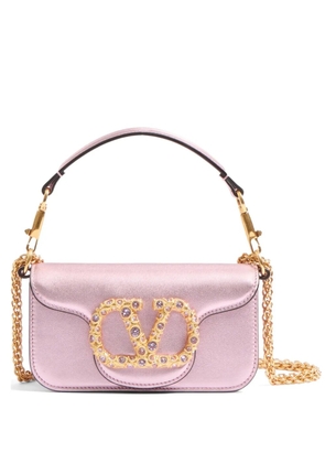 Valentino Garavani Valentino Garavani Locò small shoulder bag in laminated calfskin with jewel logo - Pink