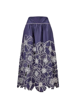FARM Rio flower-embroidered maxi skirt - Blue