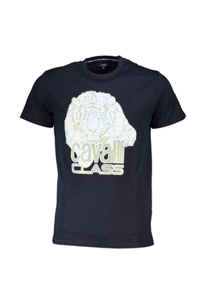 Cavalli Class tiger-print logo-print T-shirt - Blue