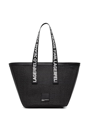 Karl Lagerfeld Jeans logo-strap woven tote bag - Black