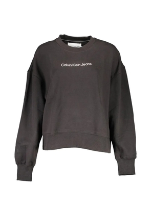 Calvin Klein logo-embroidered cotton sweater - Black