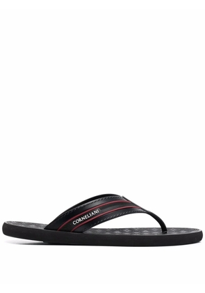 Corneliani logo-print thong sandals - Black