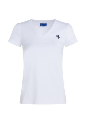Karl Lagerfeld Jeans logo-print V-neck T-shirt - White
