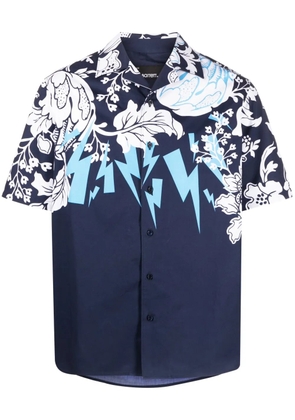 Neil Barrett mix-print short-sleeve shirt - Blue