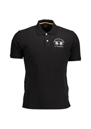 La Martina embroidered-logo piqué polo shirt - Black