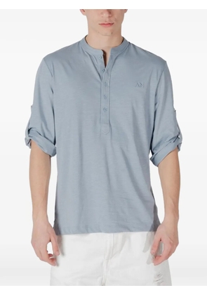 Antony Morato logo-embroidered buttoned top - Blue