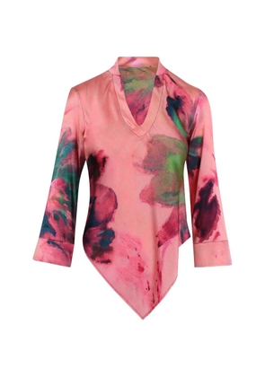 KITAGI abstract-print asymmetric top - Pink