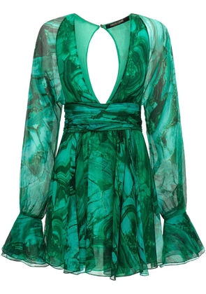 Roberto Cavalli Malachite printed silk chiffon dress - Green