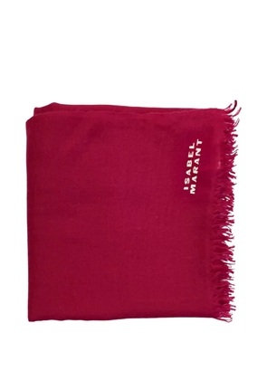 ISABEL MARANT Alette logo-print frayed scarf - Pink