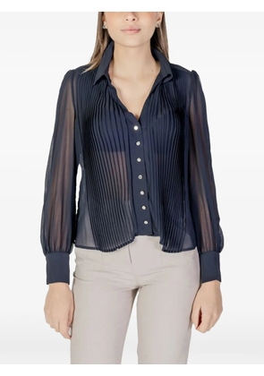Morgan pleated semi-sheer shirt - Blue
