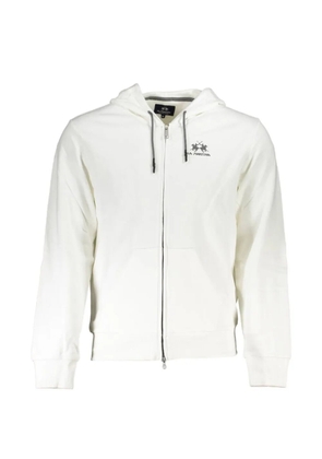 La Martina logo-embroidered zip-up cotton hoodie - White