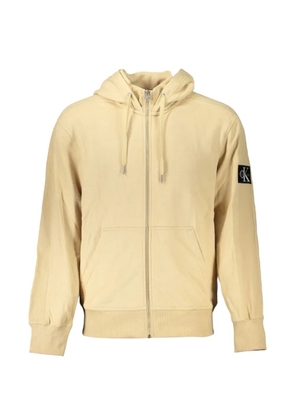 Calvin Klein logo-patch zip-up hoodie - Neutrals
