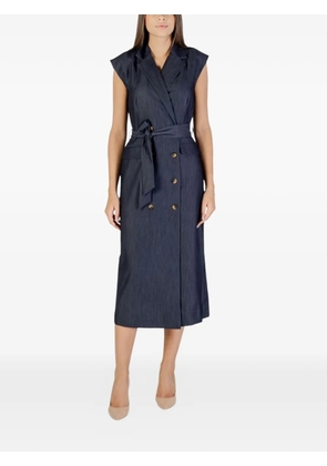 ICHI midi double-breasted belted dress - Blue