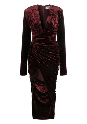 Alexandre Vauthier draped asymmetric velour dress - Red