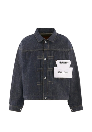 SAINT MXXXXXX pleated cinch-strap denim jacket - Blue