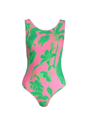 Desigual tropical-print ribbed bodysuit - Pink