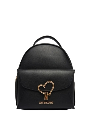 Love Moschino heart-plaque grained backpack - Black