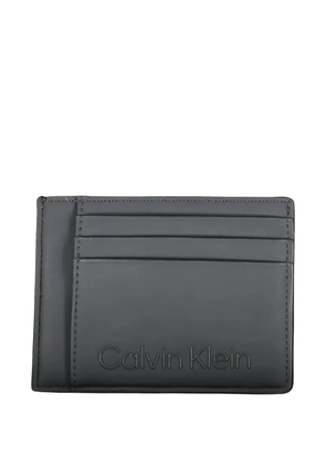 Calvin Klein logo-embossed leather card holder - Grey