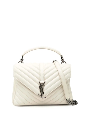 Saint Laurent Pre-Owned 2017 Medium Quilted Chevron Sheepskin College satchel - White