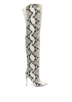 Paris Texas 90mm snakeskin-print pointed-toe leather boots - Neutrals