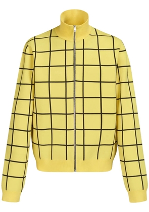 Marni high-neck checked cardigan - Yellow