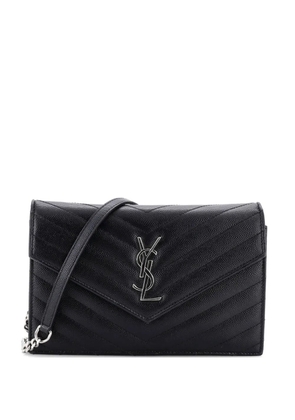Saint Laurent Pre-Owned Classic Monogram Wallet on Chain Matelasse Chevron Leather Small crossbody bag - Black