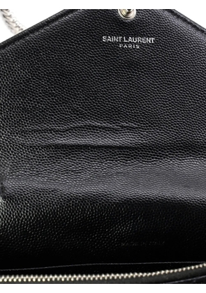 Saint Laurent Pre-Owned Classic Monogram Wallet on Chain Matelasse Chevron Leather Small crossbody bag - Black
