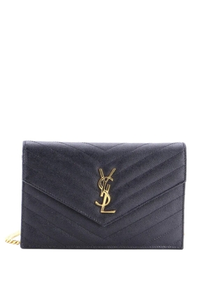 Saint Laurent Pre-Owned Classic Monogram Wallet on Chain Matelasse Chevron Leather Small crossbody bag - Black