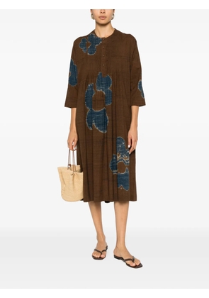 YAVI Tita pleated midi dress - Brown