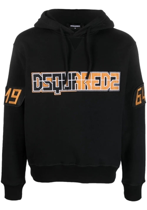 DSQUARED2 logo-print drawstring hoodie - Black