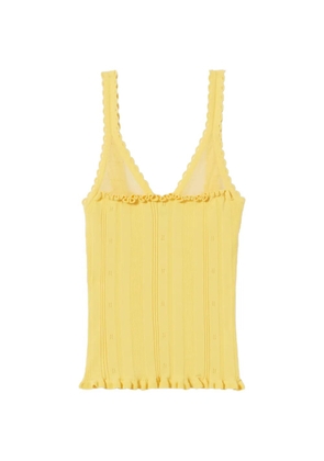 Claudie Pierlot ruffled pointelle-knit tank top - Yellow