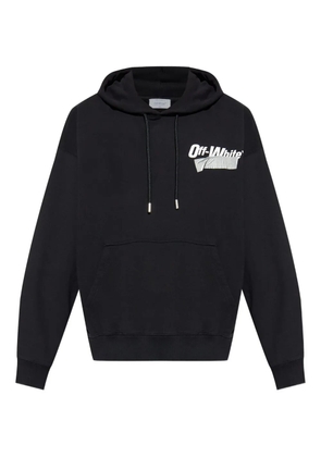 Off-White logo-detail cotton hoodie - Black